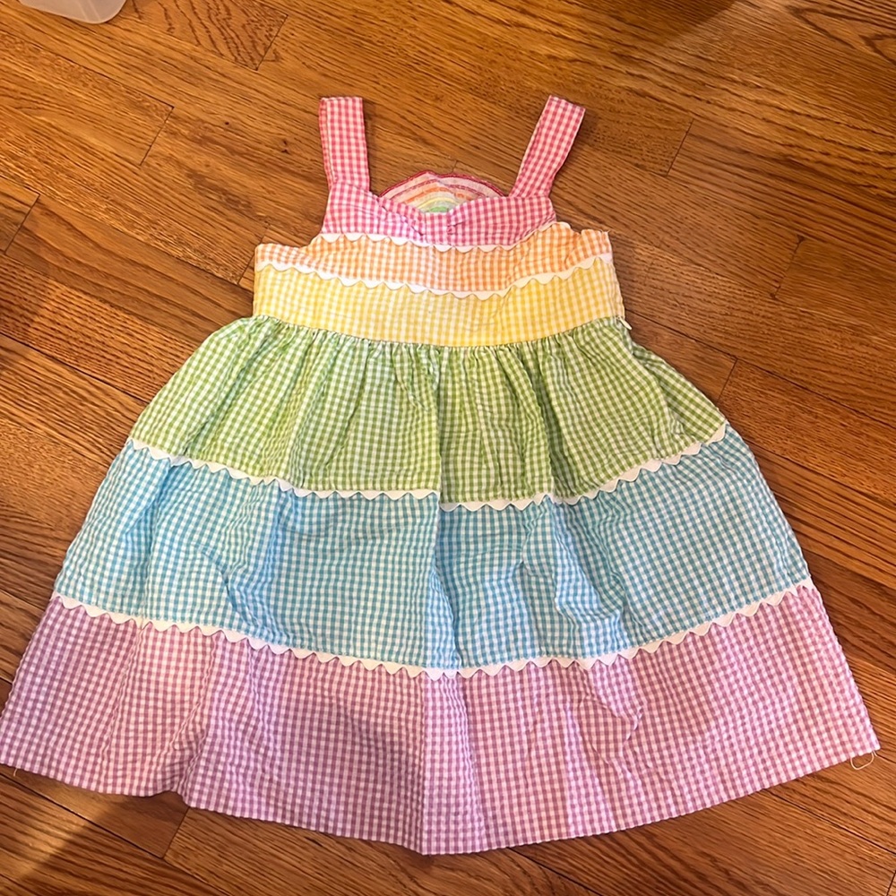 Adorable rainbow gingham dress.